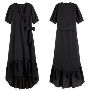 Scotch & Soda Linen Blend Short Sleeve‎ V-Neck hi-low Midi Wrap Dress NWT